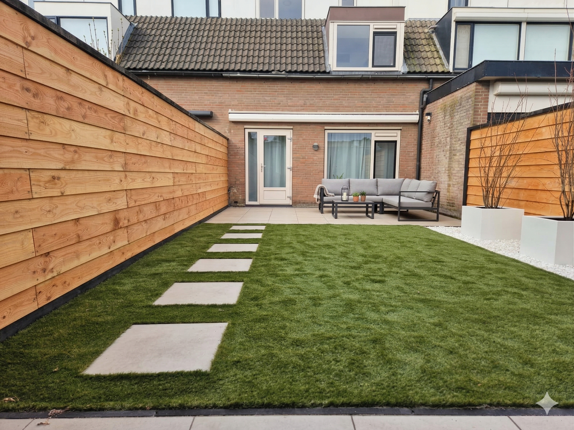 Afbeelding van project Moderne achtertuin met schuur en overkapping | Benthuizen